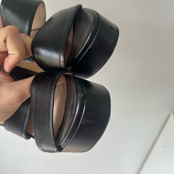 Stuart Weitzman Black Leather Platform Pumps Heels Sandals Straps EU 36.5 - Picture 2 of 11